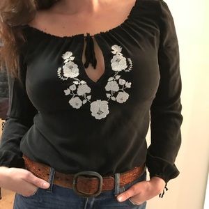 Embroidered peasant top